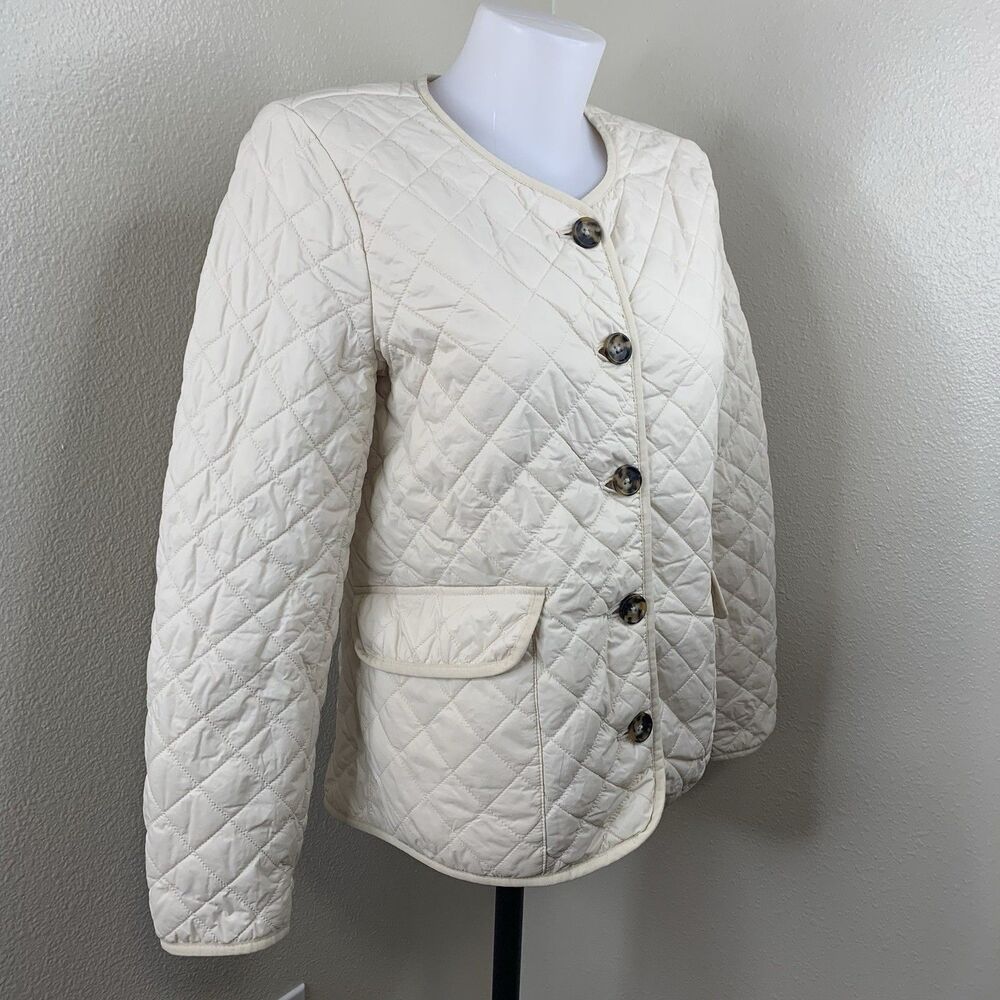 J. Crew Signature Puffer Quilted Water Repellent Lady Jacket Dusty Ivory Sz 6